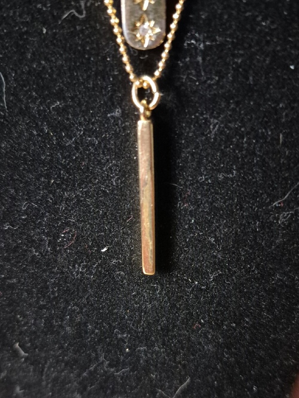 Layered Gold-Tone Multi-Chain Necklace with Bar & Charm - Picture 2 of 5